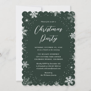 Modern Snowflake Green Christmas Party Invitation