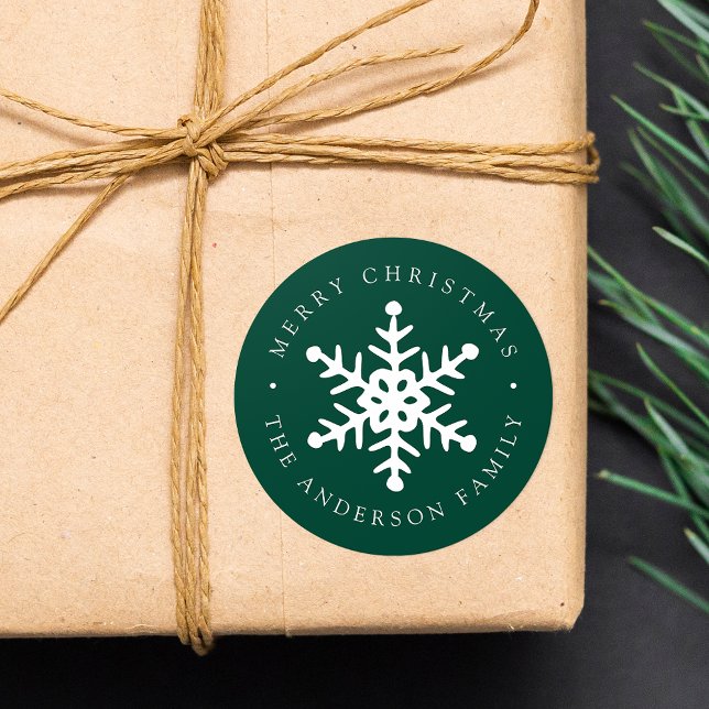 Modern Snowflake Green Holiday Sticker (Creator Uploaded)