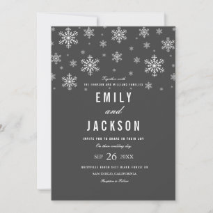 Modern Snowflake Grey Wedding Invitation