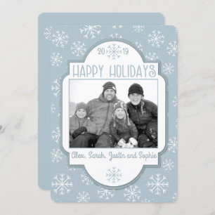 Modern Snowflake Happy Holidays Photo Holiday Card