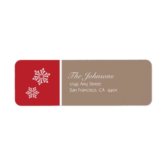 Modern Snowflake Holiday Labels (red & grey)