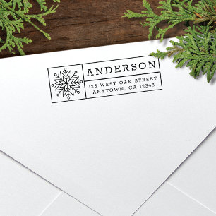 Modern Snowflake Holiday Return Address Self-inking Stamp