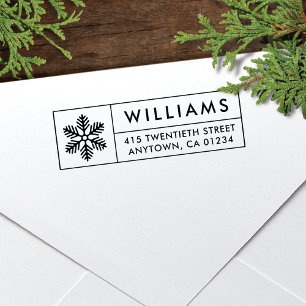 Modern Snowflake Holiday Return Address Stamp