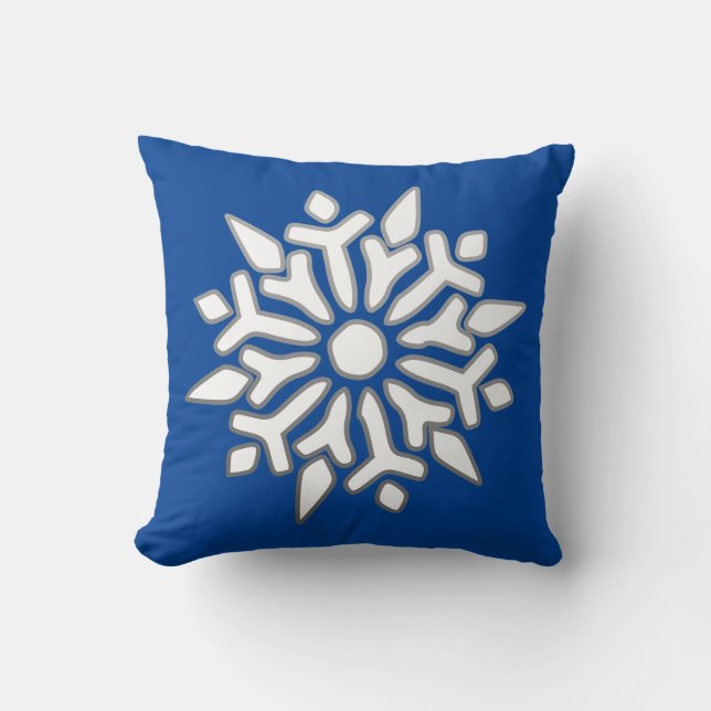 Modern Snowflake on Blue Cushion (Front)