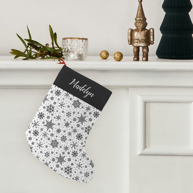 Modern Snowflake Pattern Personalised Small Christmas Stocking (Creator Uploaded)