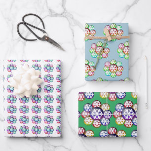 Modern Snowflake Pattern Wrapping Paper Sheets