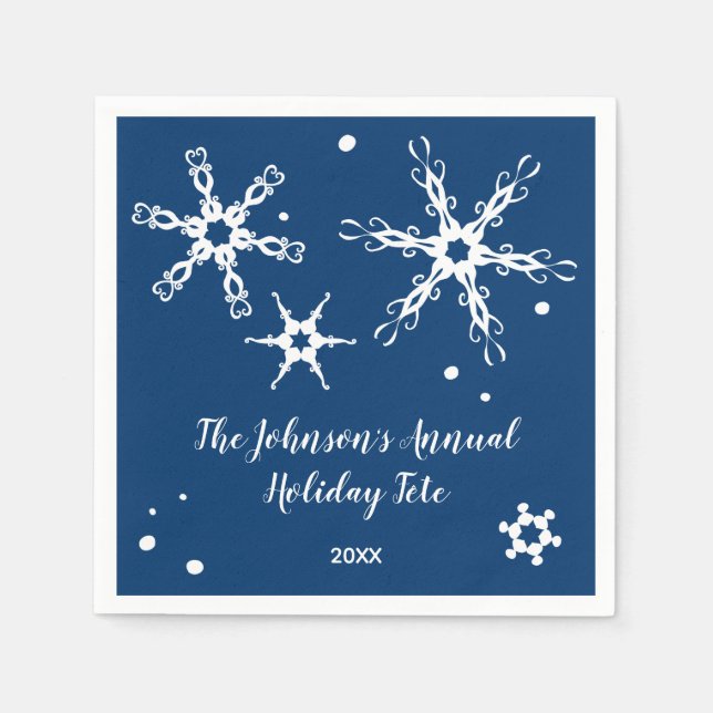 Modern Snowflake Personalised Event Napkin (Front)