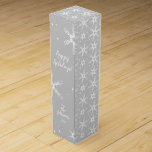 Modern Snowflake Personalised Wine Bottle Gift Box<br><div class="desc">This all-over pattern features my elegant drawing of curving, flowing snowflakes that seem floral as much as crystal. The design is rendered in a chic, minimalist, winter holiday inspired colour palette. Perfect for a modern Christmas, Hanukkah, or seasonal gift. The customisable wine bottle gift box comes in several co-ordinated colour...</div>