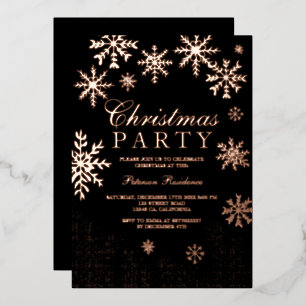 Modern snowflake pine black winter Christmas party