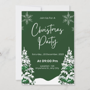 Modern snowflake pine green winter Christmas  Invitation