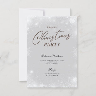 Modern snowflake pine navy winter Christmas party Invitation