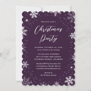 Modern Snowflake Purple Christmas Party Invitation