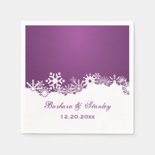 Modern Snowflake purple white winter wedding Napkin