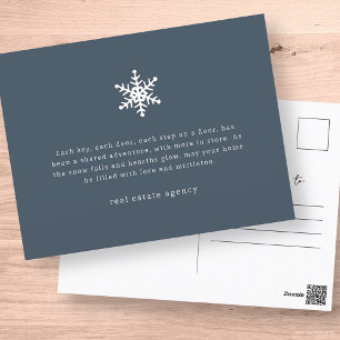 Modern Snowflake Real Estate Business Holiday Postcard