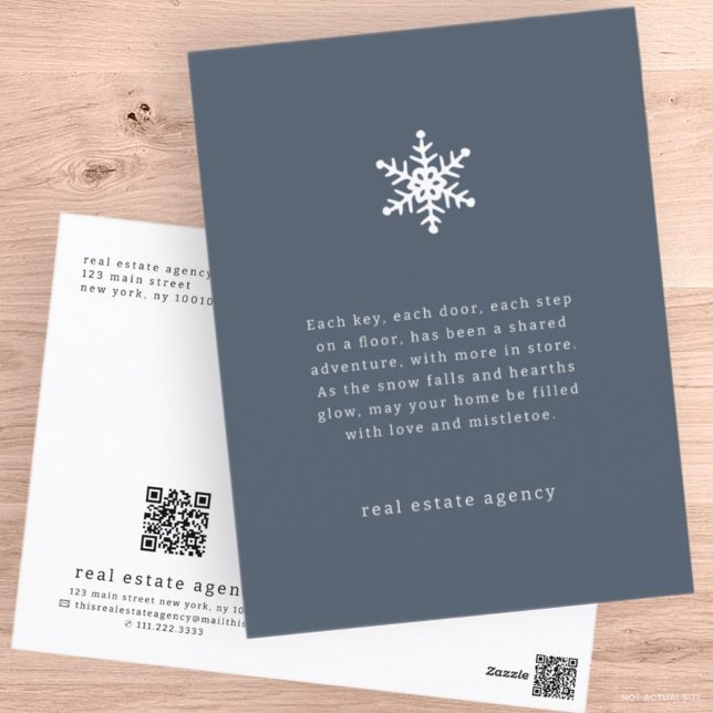 Modern Snowflake Real Estate Business Holiday Postcard (Creator Uploaded)