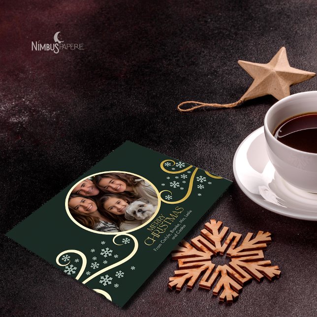 Modern Snowflake Real Foil Holiday Photo Card  (Creator Uploaded)