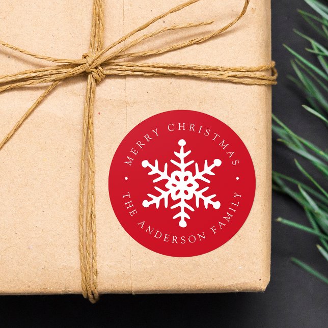 Modern Snowflake Red Holiday Sticker (Creator Uploaded)