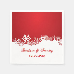 Modern Snowflake red white winter wedding Napkin
