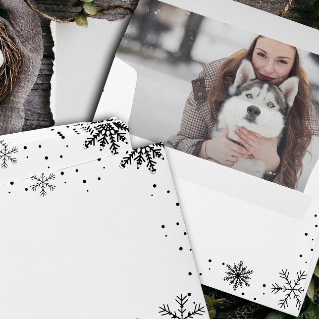 Modern Snowflake Return Address Custom Christmas Envelope (Creator Uploaded)