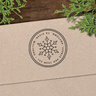 Modern Snowflake Round Return Address Self-inking Stamp