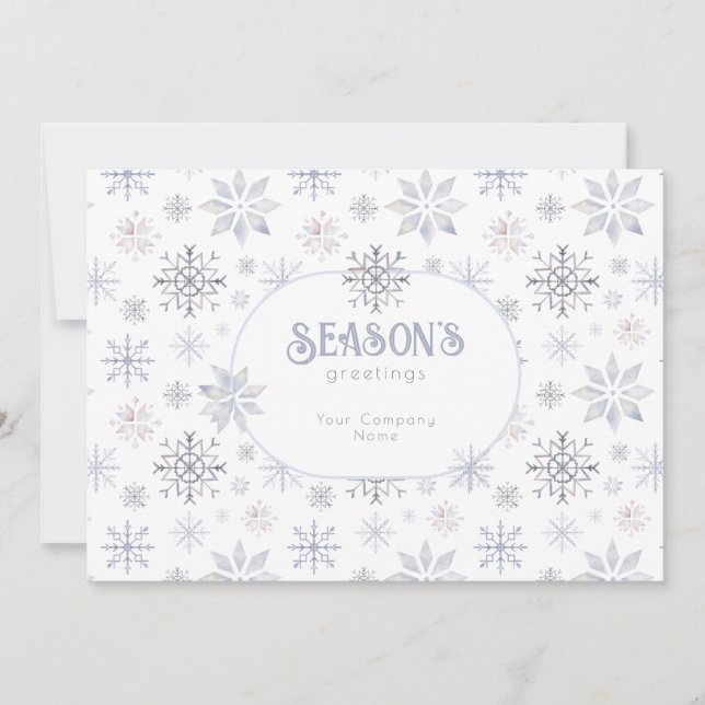 Modern Snowflake Seasons Greetings Business Holiday Card (Front)