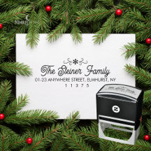 Modern Snowflake Winter Family Rubber Stamp