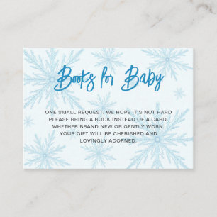 Modern Snowflakes Boy Baby Shower Book Request Enclosure Card