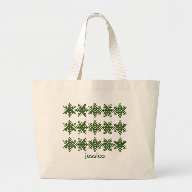 Modern Snowflakes Christmas Large Tote Bag (Front)