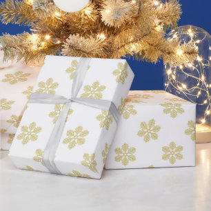 Modern Snowflakes   Gold & White Wrapping Paper