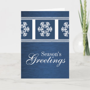 Modern Snowflakes Holiday Greeting Card, Royal Blu Card