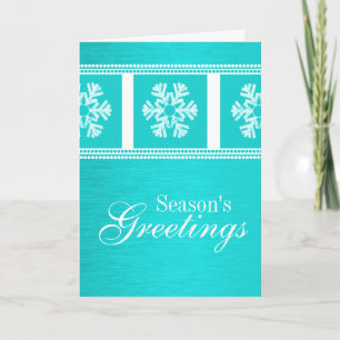 Modern Snowflakes Holiday Greeting Card, Teal Card