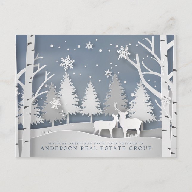 Modern Snowflakes | Holiday Greetings Postcard (Front)