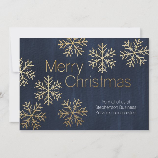 Modern Snowflakes Merry Christmas Business Holiday Card (Front)