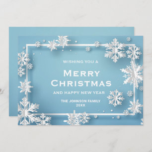 Modern Snowflakes Merry Christmas Greeting Holiday Card