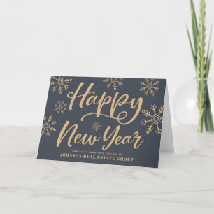 Modern Snowflakes   New Year's Greetings Holiday Card