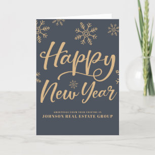 Modern Snowflakes New Year's Greetings Holiday Card