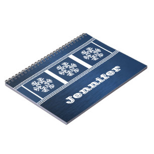 Modern Snowflakes Notebook, Blue Notebook