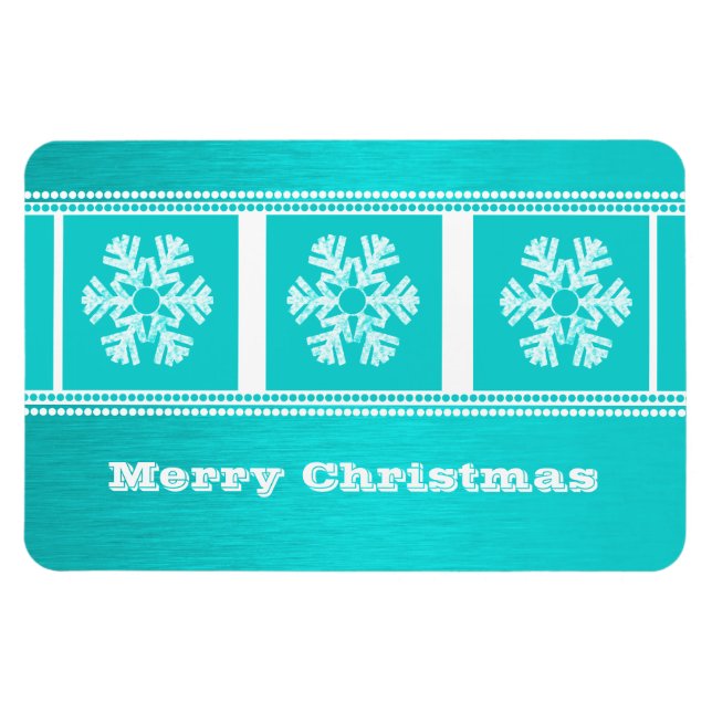 Modern Snowflakes Premium Magnet, Aqua Magnet (Horizontal)