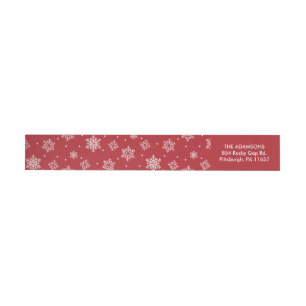 Modern Snowflakes Red Holiday Return Address Label