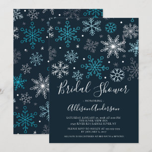 Modern Snowflakes Winter Bridal Shower Invitation