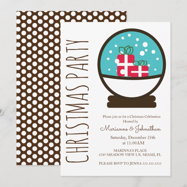 Modern Snowglobe Christmas Holiday Party Invitation (Front/Back)