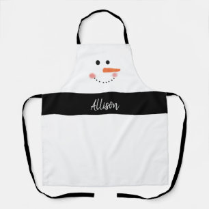 Modern Snowman Face Personalised Kitchen Apron