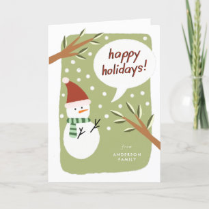 Modern Snowman Happy Holidays Greeting Holiday Card