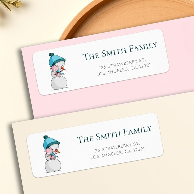 Modern Snowman Pig Winter Return Address (Creator Uploaded)
