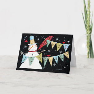 Modern Snowmen Love, Joy, Peace Holiday Card