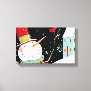 Modern Snowmen Winter Home Canvas Print