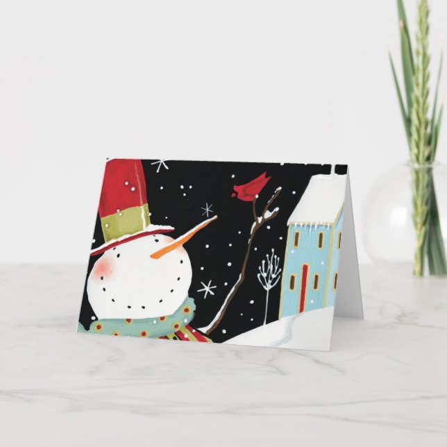 Modern Snowmen Winter Home Holiday Card (Front)