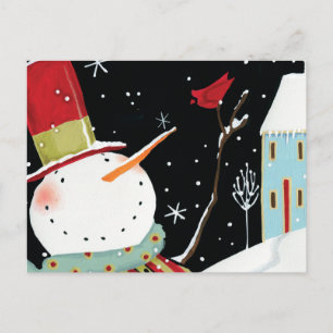 Modern Snowmen Winter Home Postcard