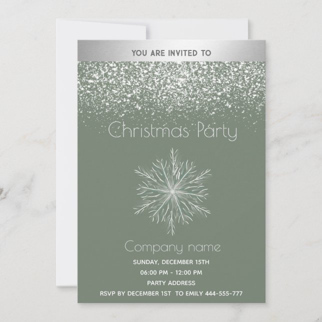 Modern snowy  watercolor snowflake Christmas party Invitation (Front)