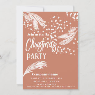 Modern snowy white watercolor pine branches  invitation